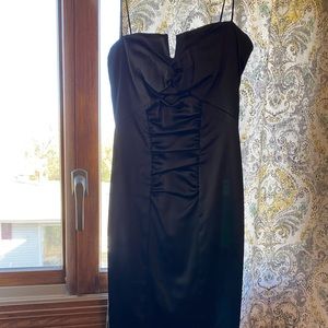 Fitted silky black cocktail dress